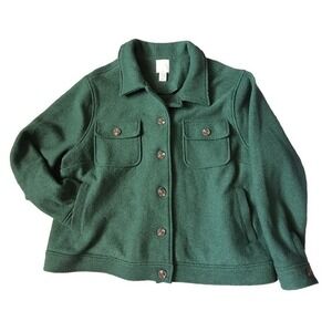 Joie Green Wool Blend Button Front Shacket Jacket Women's 3X